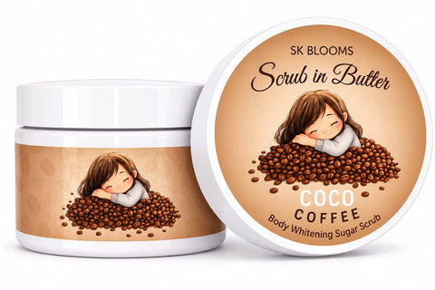 SK BLOOMS Coco Coffee Sugar Body Scrub – Exfoliating Body Scrub for Smooth, Soft & Glowing-Looking Skin for Women